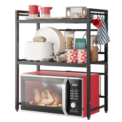 NETEL expandable microwave stand main view shows space-saving kitchen organization