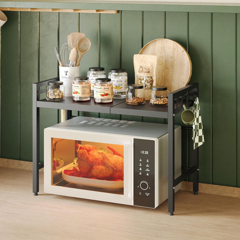 NETEL counter shelf extends length to fit different microwave sizes.