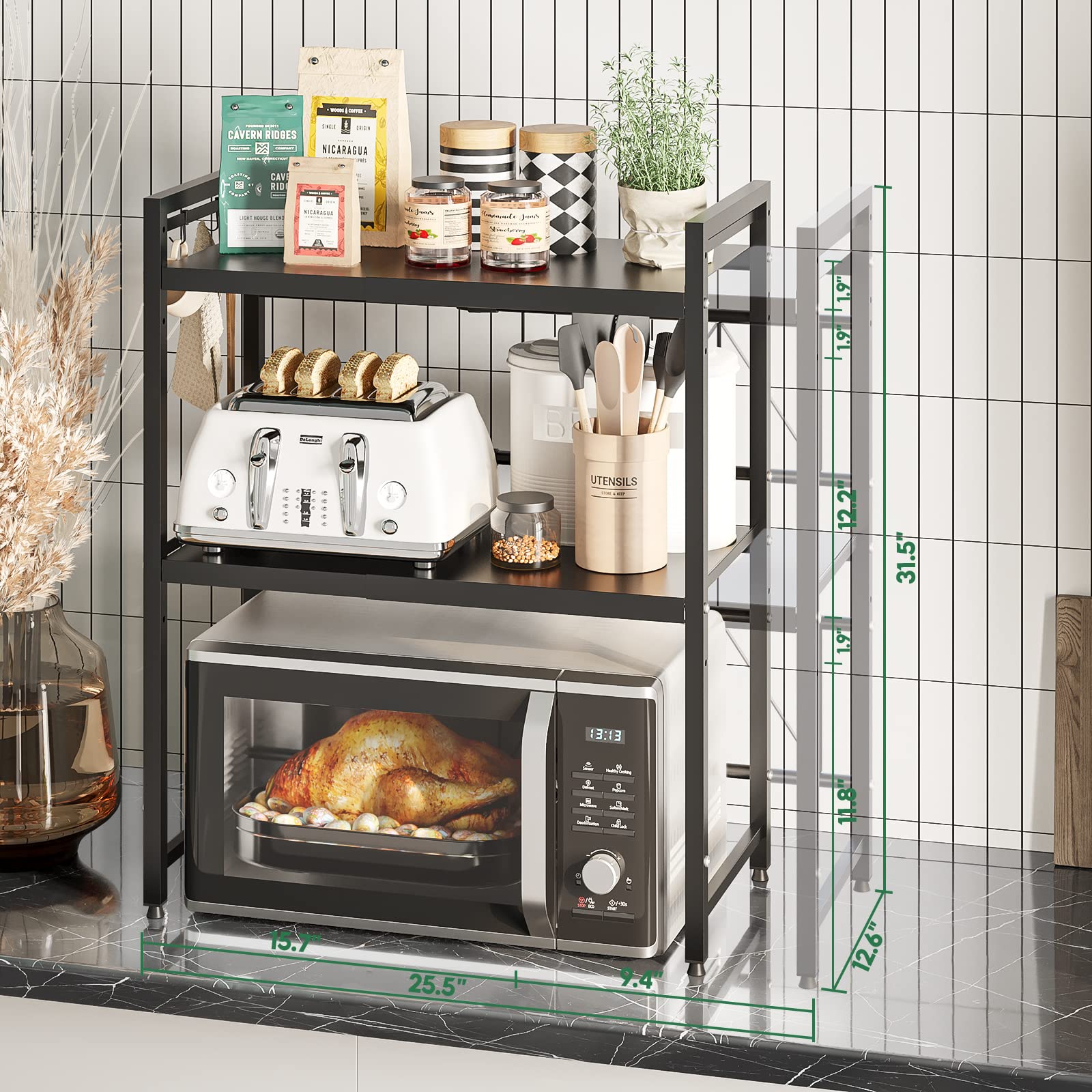 NETEL kitchen shelf organizer in carbon steel with anti-rust coating
