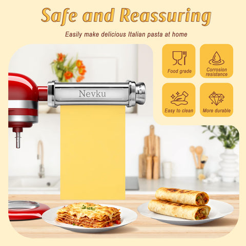 NEVKU 8-thickness control simplifies achieving thin sheets for lasagna and noodles.