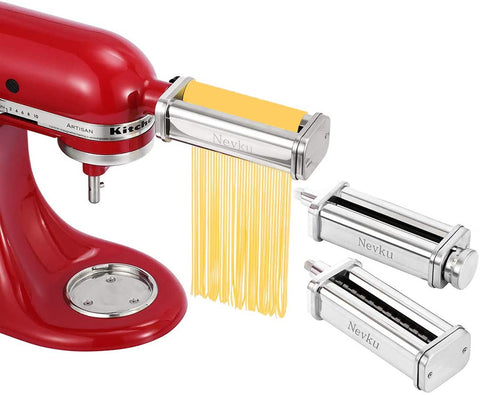 Nevku spaghetti cutter with KitchenAid creates uniform strands for weeknight meals