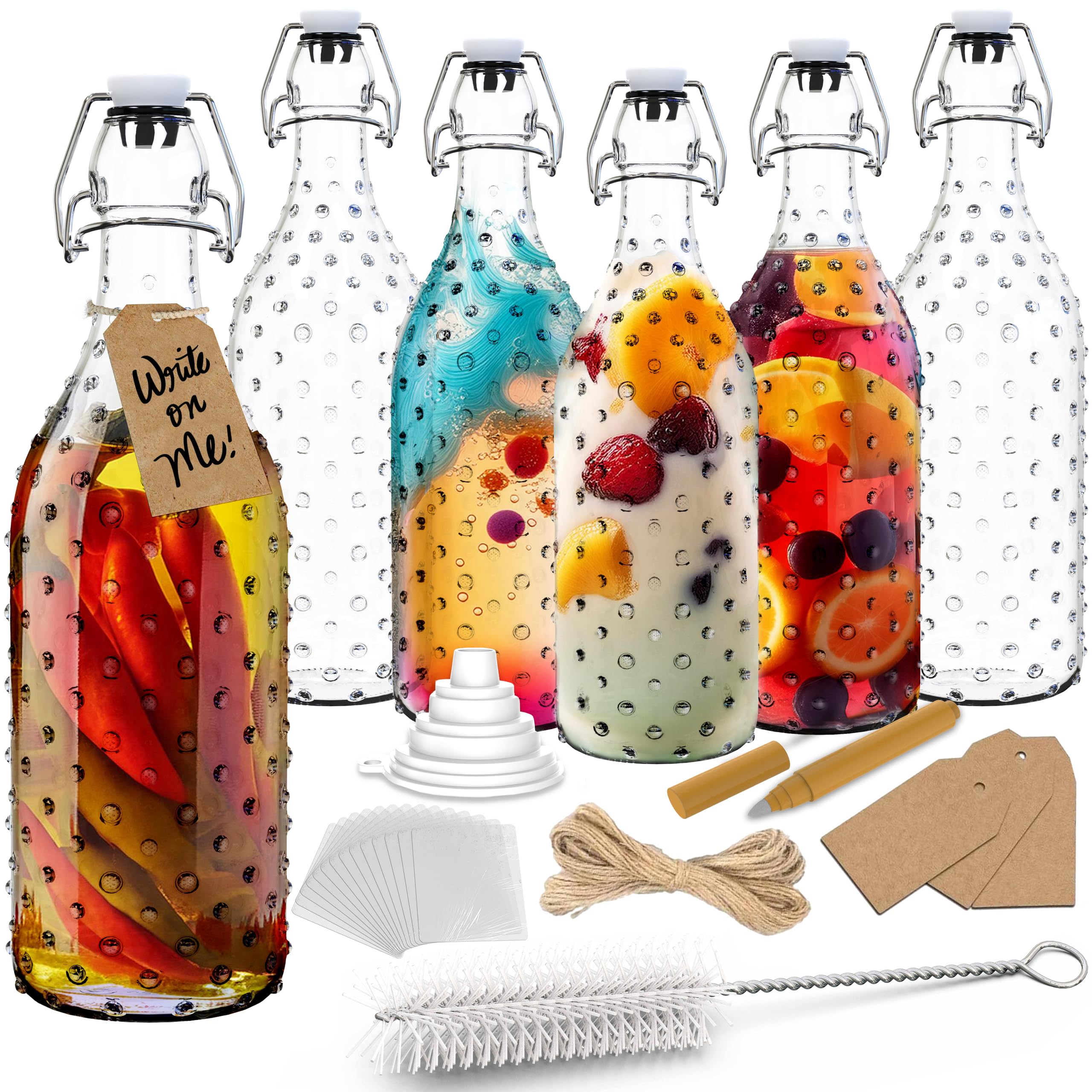 Nevlers 17 oz dotted glass swing-top bottle for easy home brewing pours.