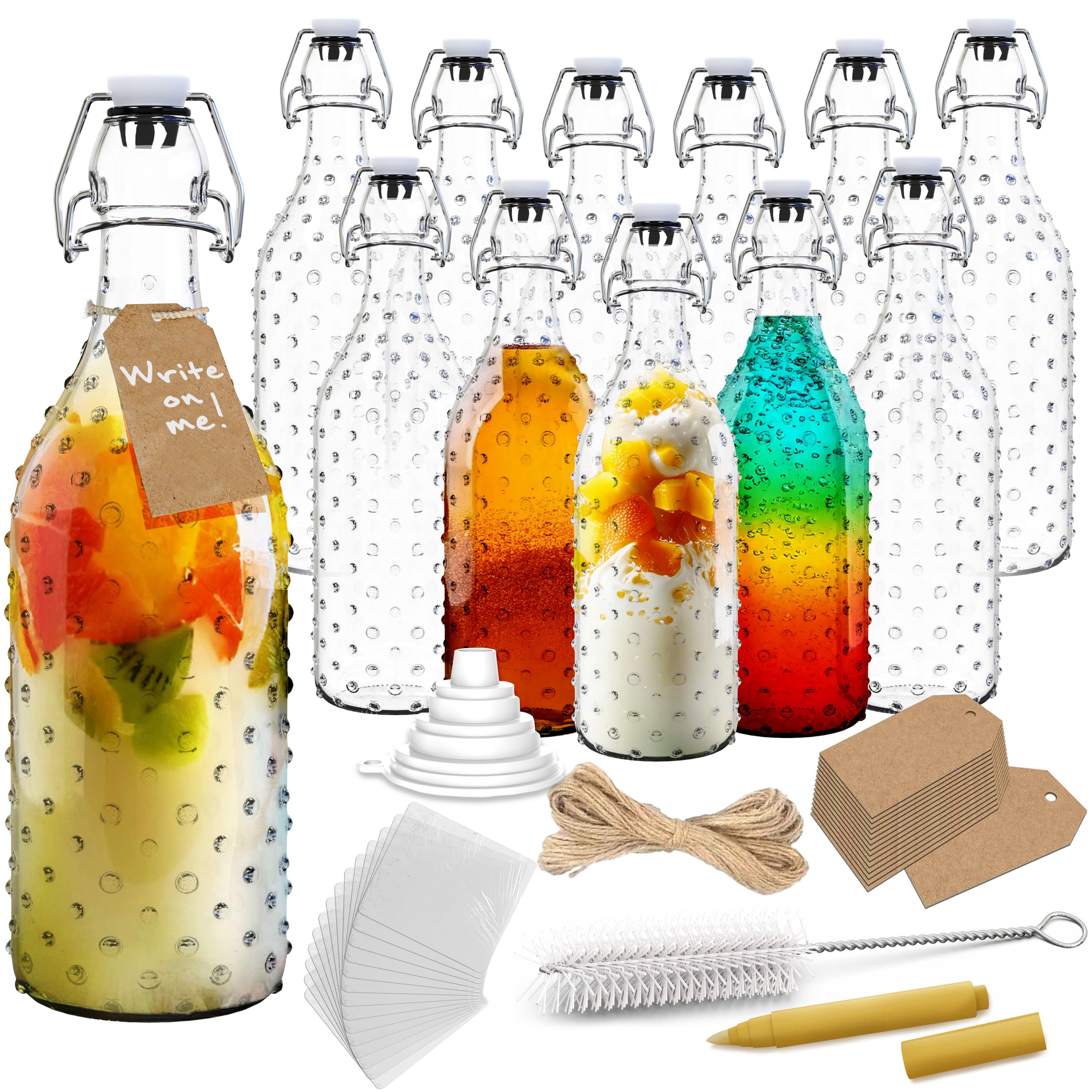 Nevlers 17oz dotted swing-top bottle with flip closure for easy, mess-free pours.