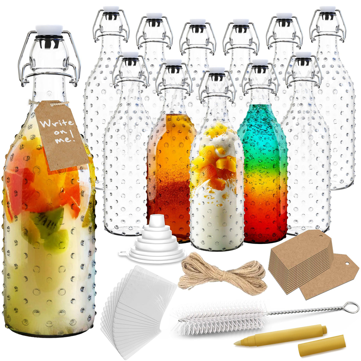 Nevlers 17oz dotted swing-top bottle with flip closure for easy, mess-free pours.
