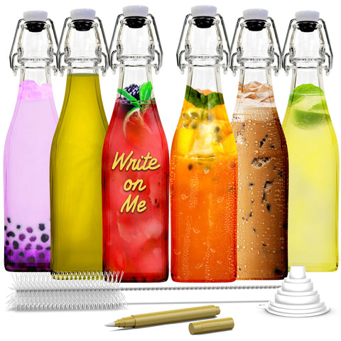 Nevlers 17 Oz square swingtop bottle pour for smooth, mess-free serving.