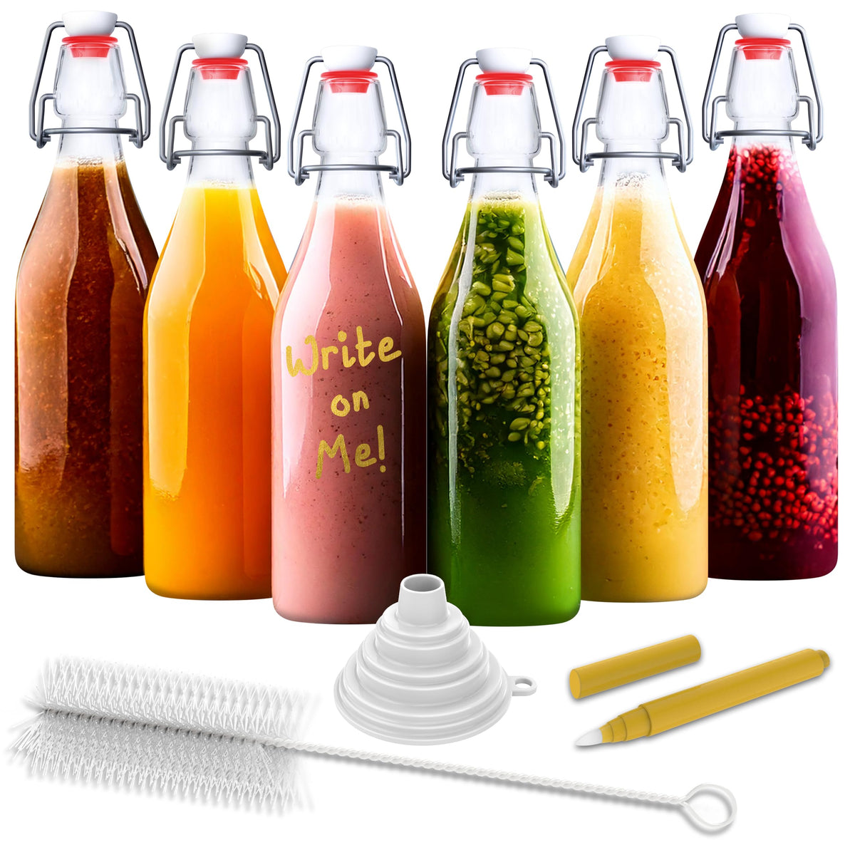 Nevlers 17oz swing-top bottle with airtight lid maintains carbonation.