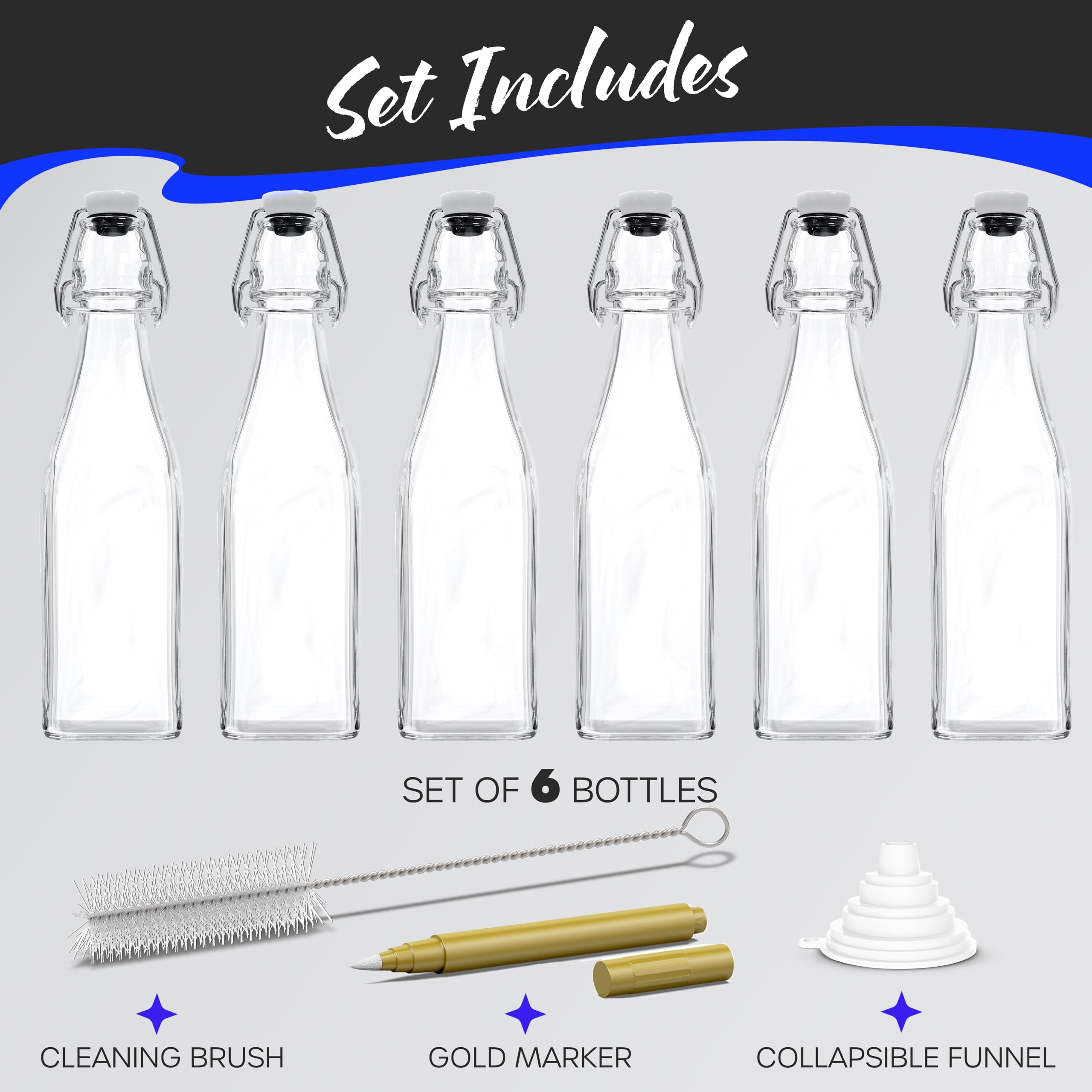 Nevlers clear glass bottle overview highlights sturdy square design.