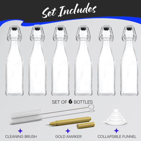 Nevlers clear glass bottle overview highlights sturdy square design.