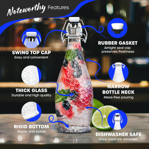 Nevlers swing-top bottle stopper closure provides airtight seal to prevent leaks.