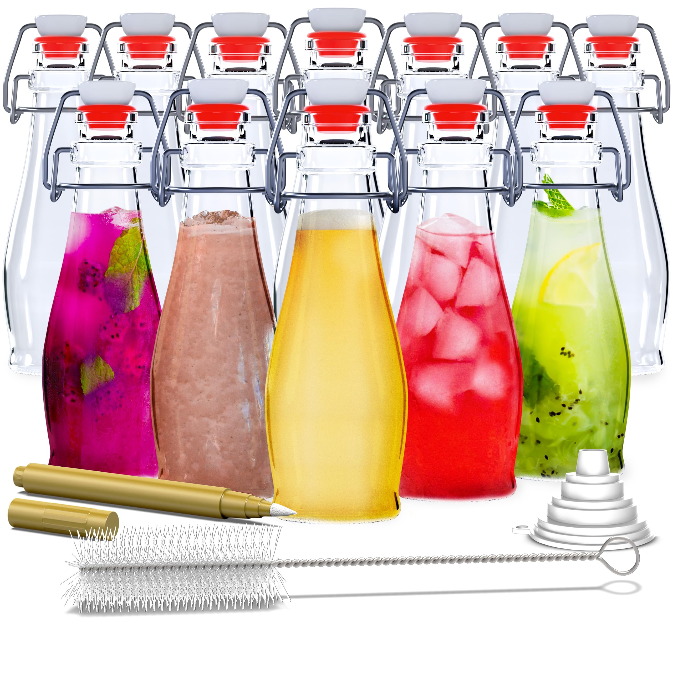 Nevlers teardrop swing-top bottle closed for airtight storage.