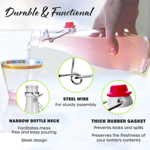 Nevlers teardrop bottle swing-top open showing stopper for easy filling.
