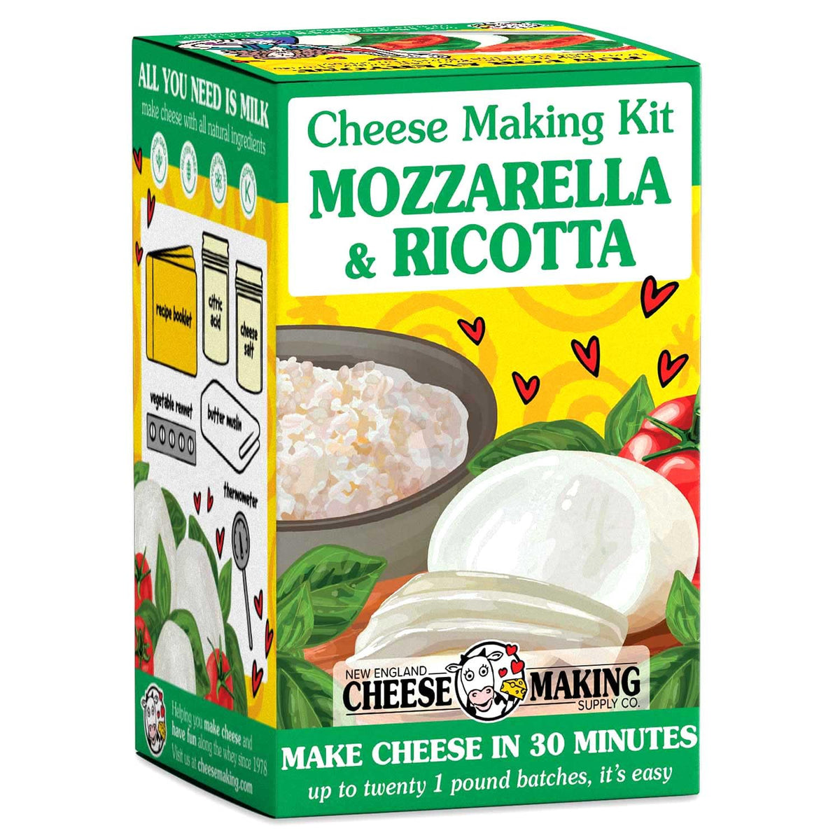 New England Mozzarella and Ricotta Kit: easy, at-home cheese making for fresh, creamy results