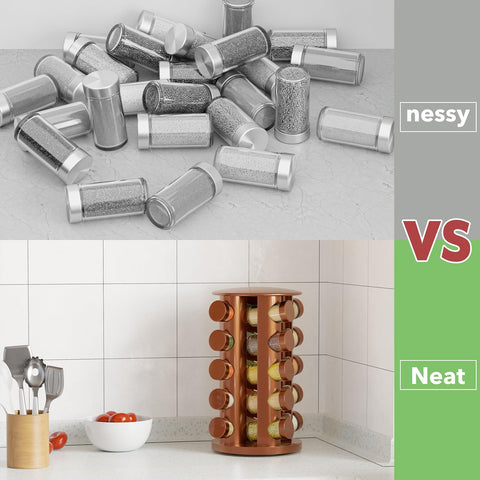 New England Stories 360° rotating base allows quick access to spices from any angle.