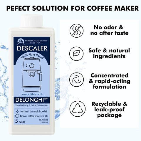New England Stories DeLonghi limescale before and after cleanup visualization