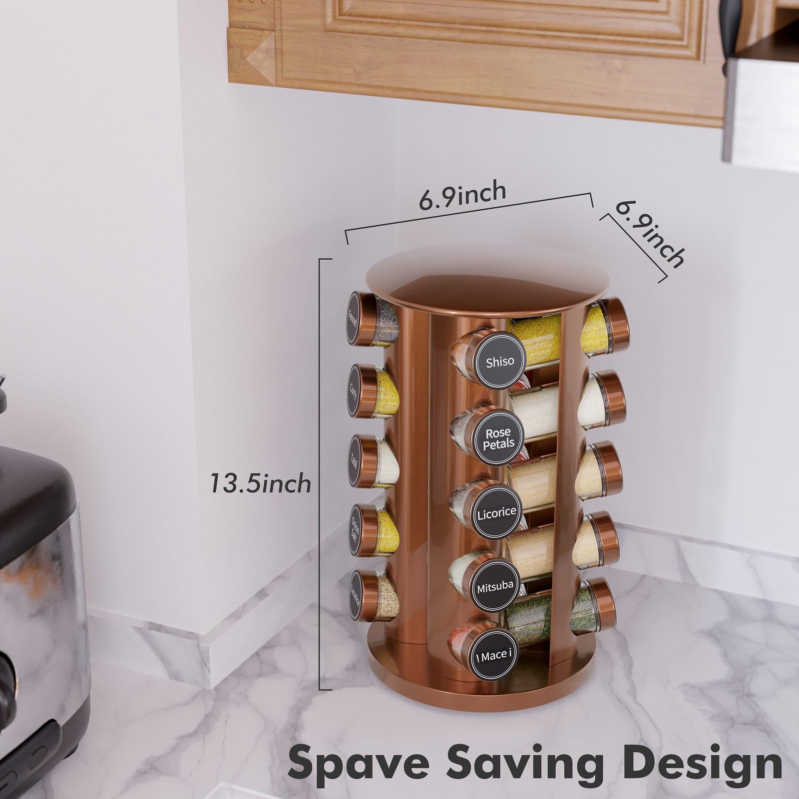 New England Stories stainless steel spice rack offers durable, stable storage for daily use.