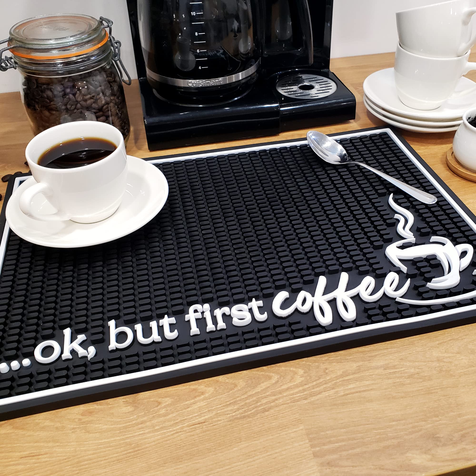 New Mungo Coffee Bar Mat countertop-protector keeps spills away and creates a defined coffee zone.