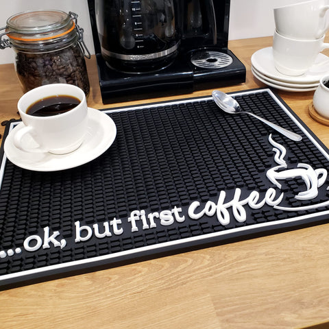 New Mungo Coffee Bar Mat countertop-protector keeps spills away and creates a defined coffee zone.