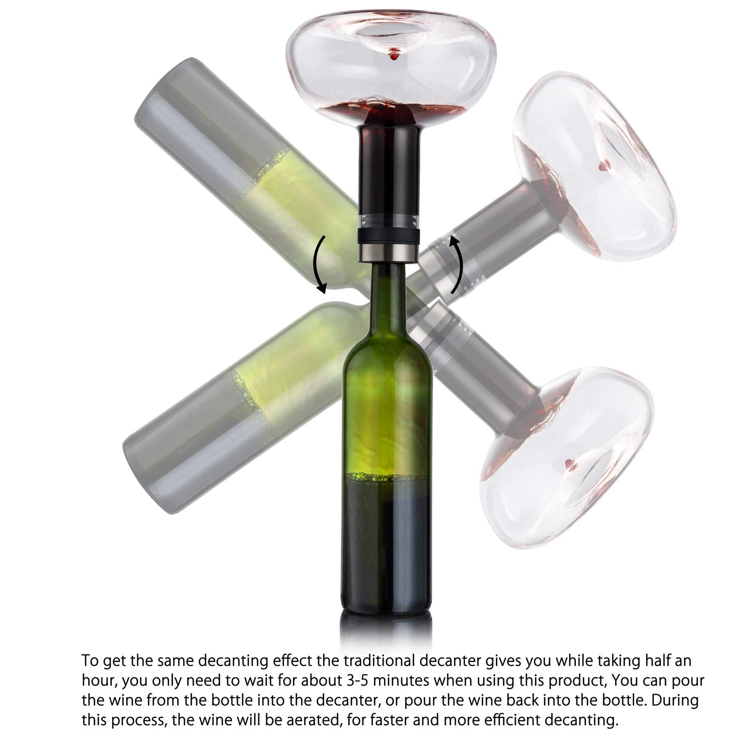 NEW PACIFIC YOUYAH wine decanter aerator lid close-up enhances fast aeration and aroma release