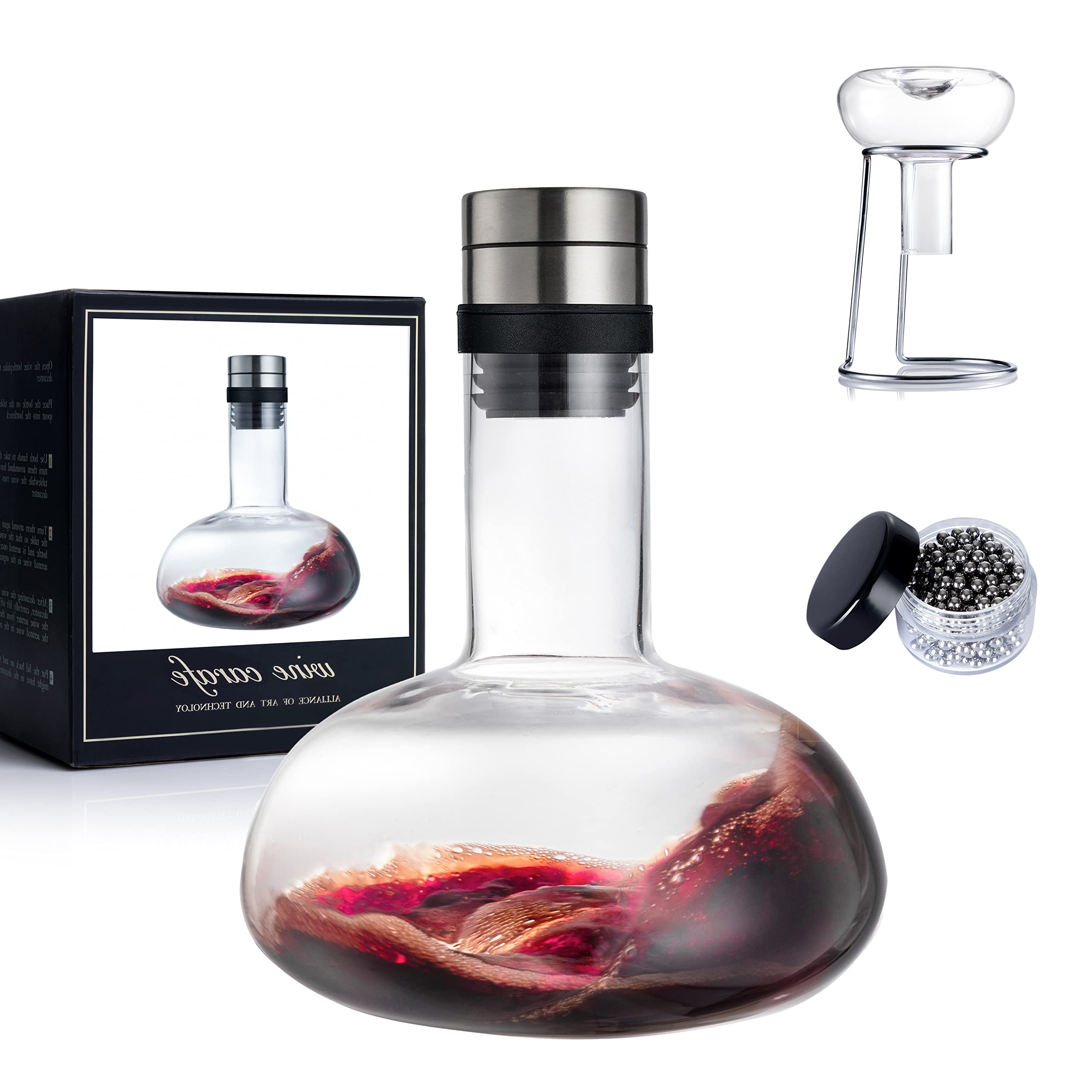 NEW PACIFIC YOUYAH wine decanter ambiance shot highlights elegant crystal design for impressive entertaining