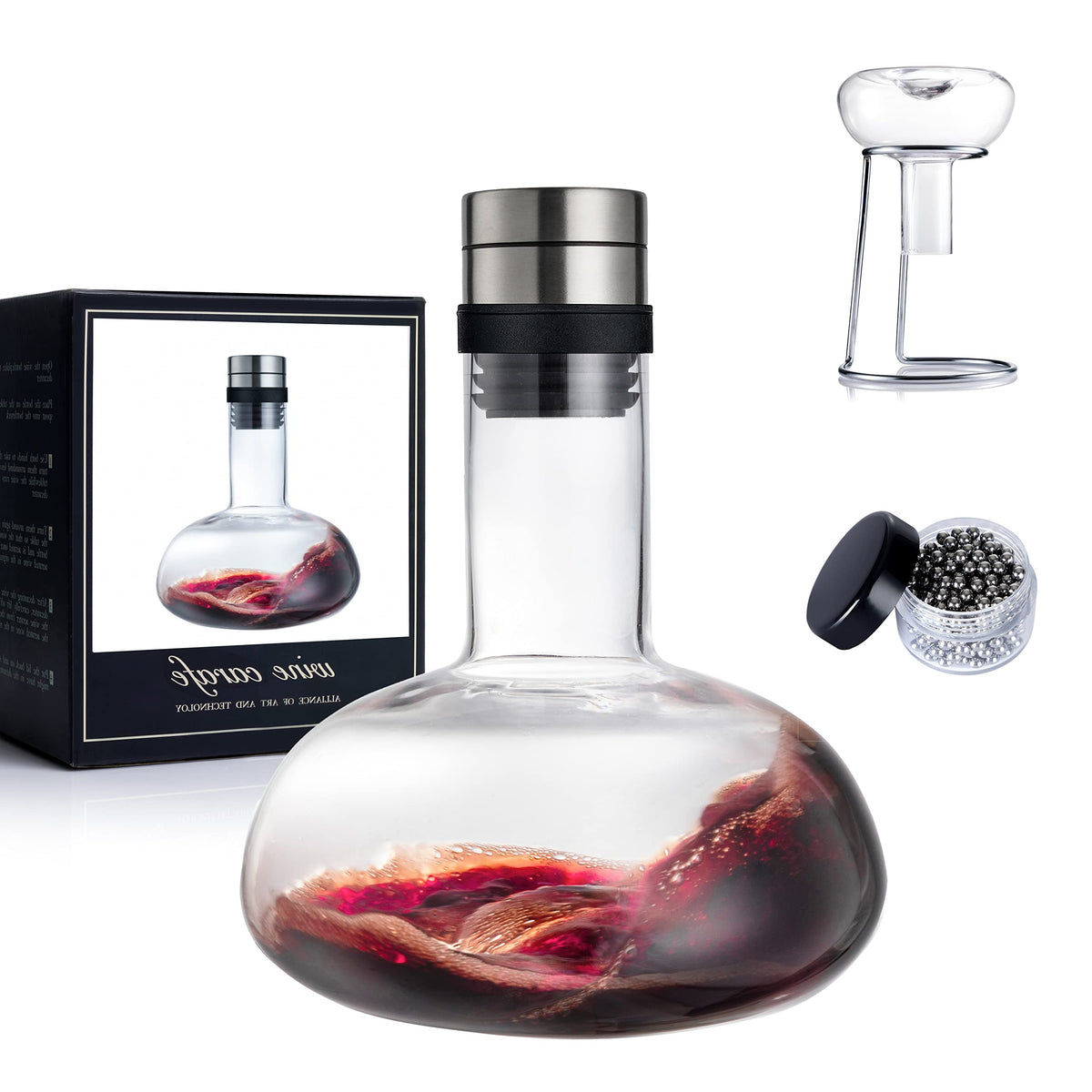 NEW PACIFIC YOUYAH wine decanter ambiance shot highlights elegant crystal design for impressive entertaining