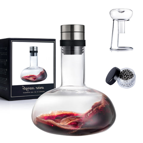 NEW PACIFIC YOUYAH wine decanter ambiance shot highlights elegant crystal design for impressive entertaining
