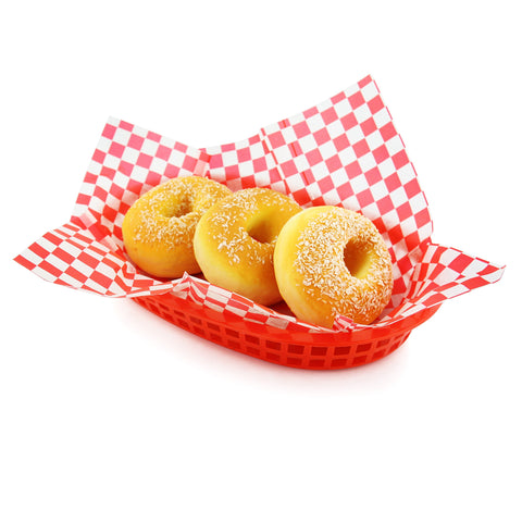 New Star 44263 red-check liner keeps sandwiches visually appealing.