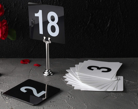 New Star Foodservice 23114 fits standard table number holders for quick setup.
