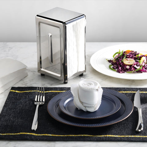 New Star Foodservice 24074 dual dispensers in action enable quick napkin access.
