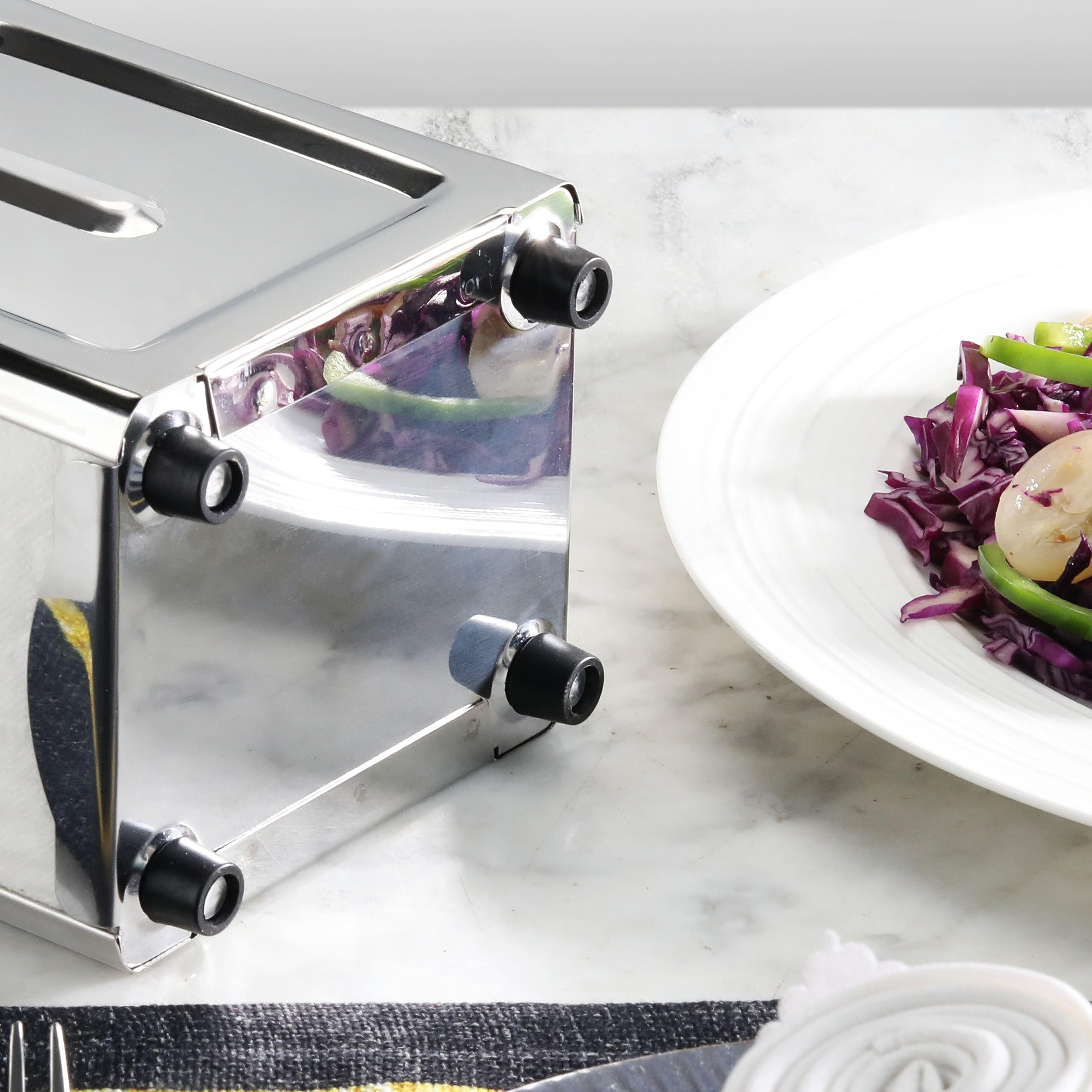 New Star Foodservice 24074 nonslip feet keep the unit stable on counters.