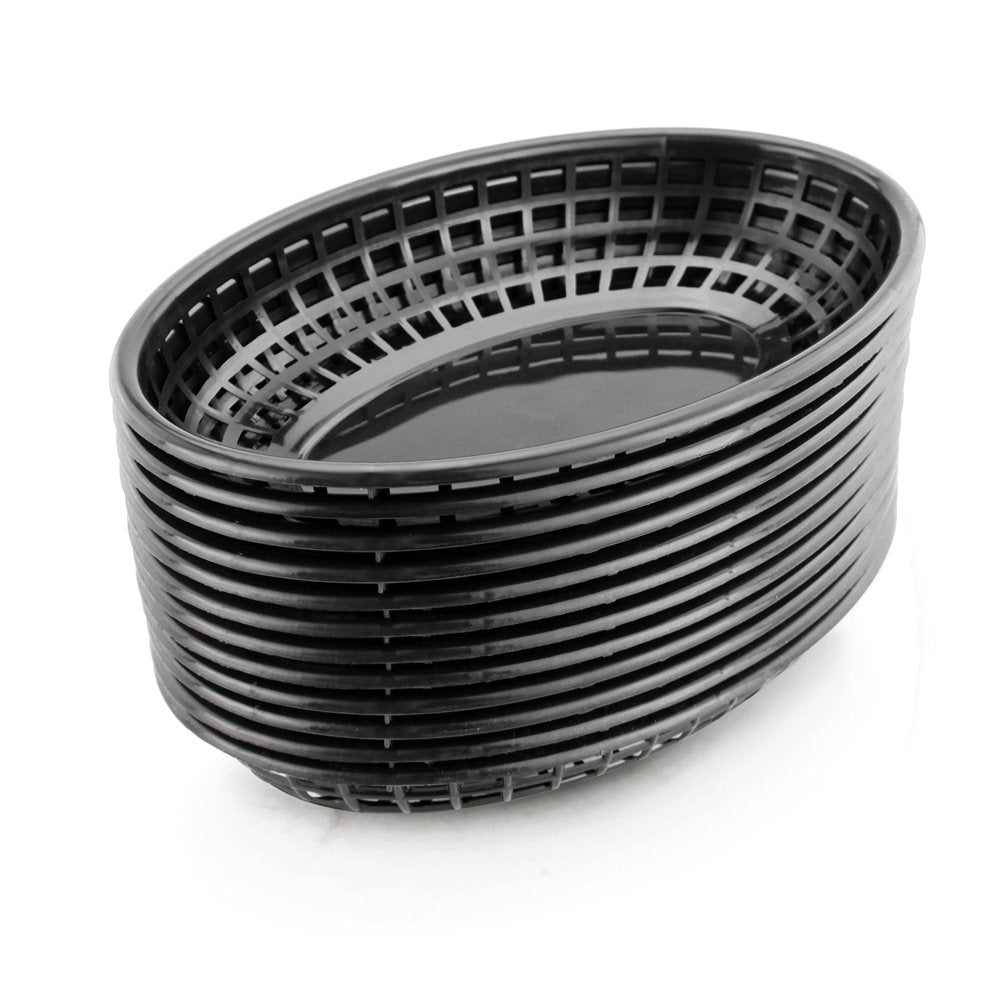 New Star Foodservice 44140 oval black basket; durable, microwave-safe for fast-service use.