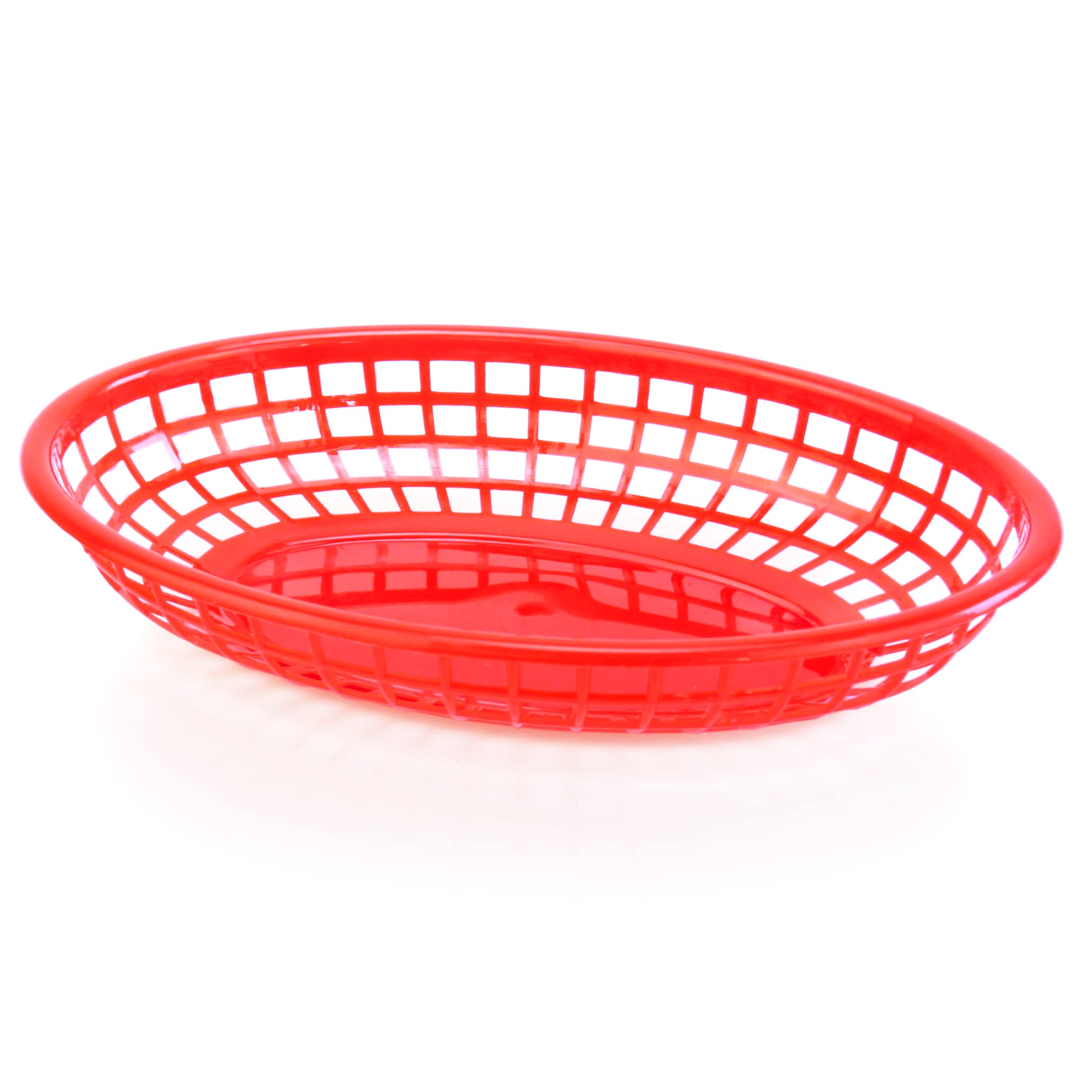 New Star 44164 red oval baskets, side view, keeps quick-service presentation tidy