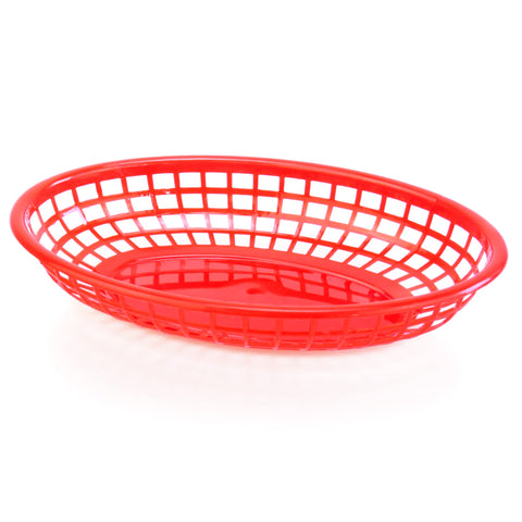 New Star 44164 red oval baskets, side view, keeps quick-service presentation tidy