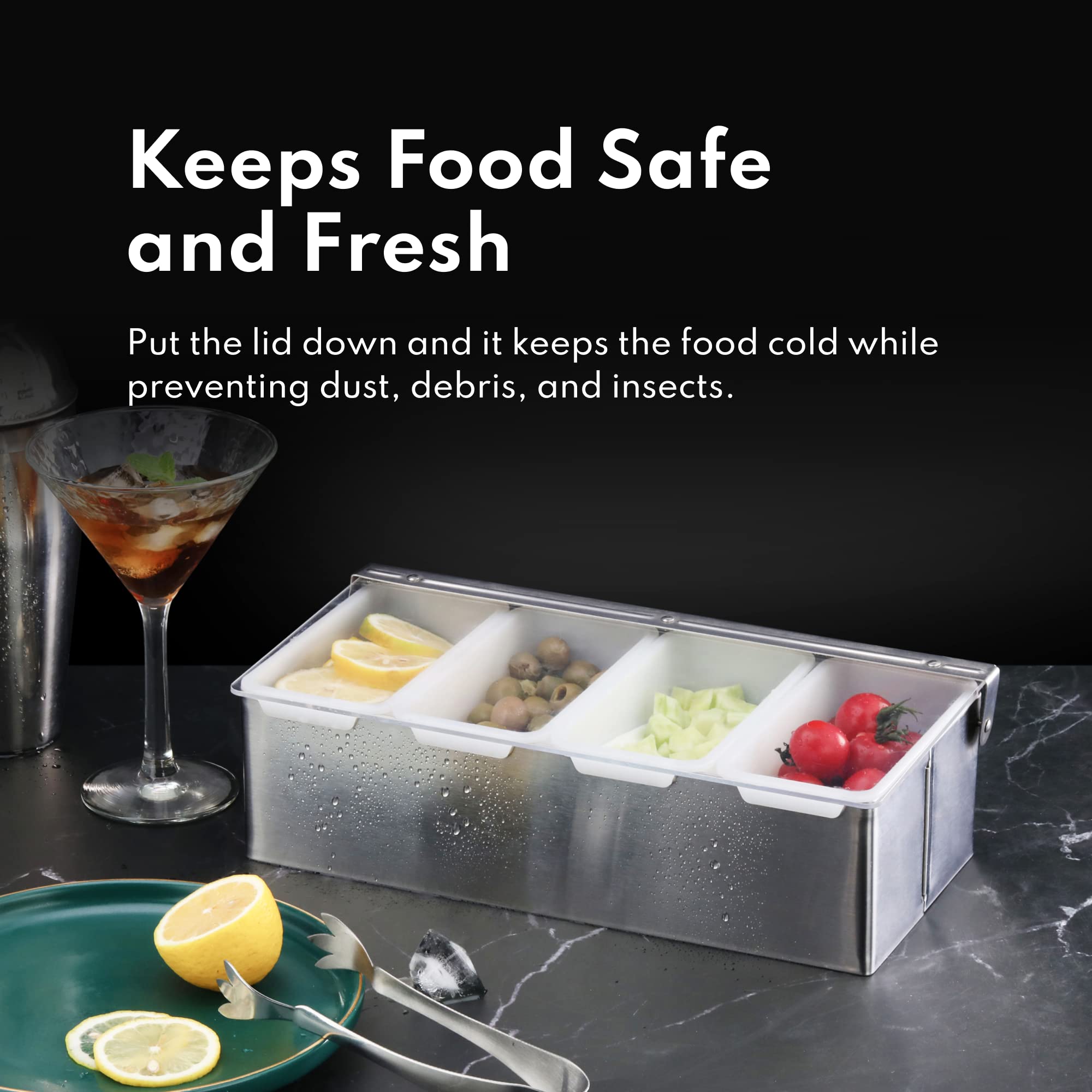 New Star Foodservice 48032 garnish center stores olives, cherries, and other bar extras