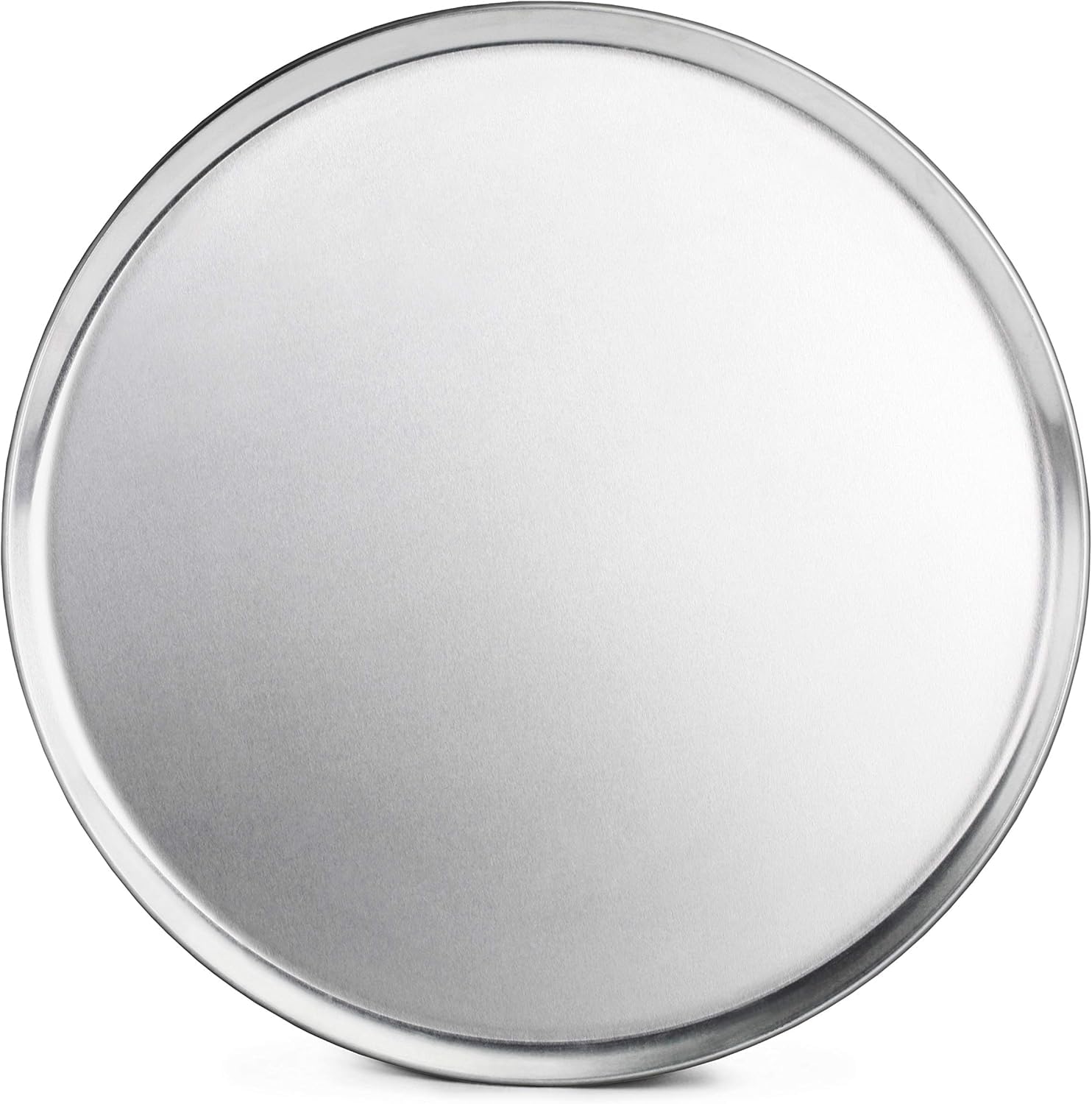 New Star Foodservice 50837 front view of the 16-inch coupe pizza pan for fast service