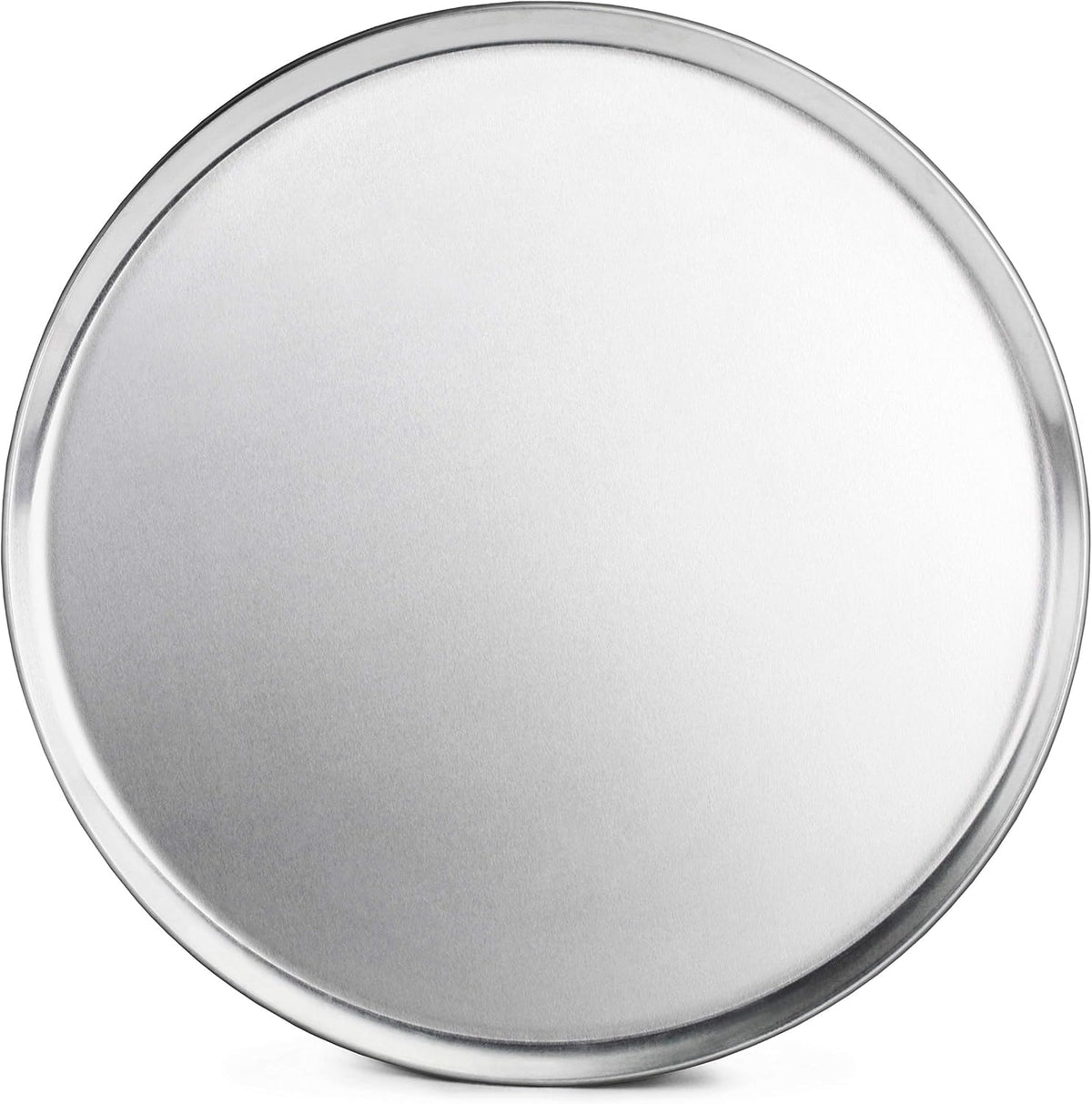 New Star Foodservice 50837 front view of the 16-inch coupe pizza pan for fast service
