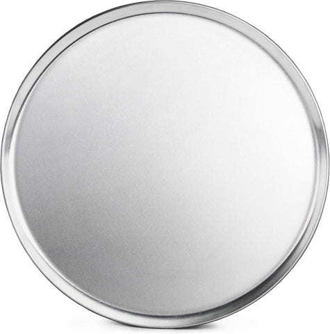 New Star Foodservice 50837 front view of the 16-inch coupe pizza pan for fast service