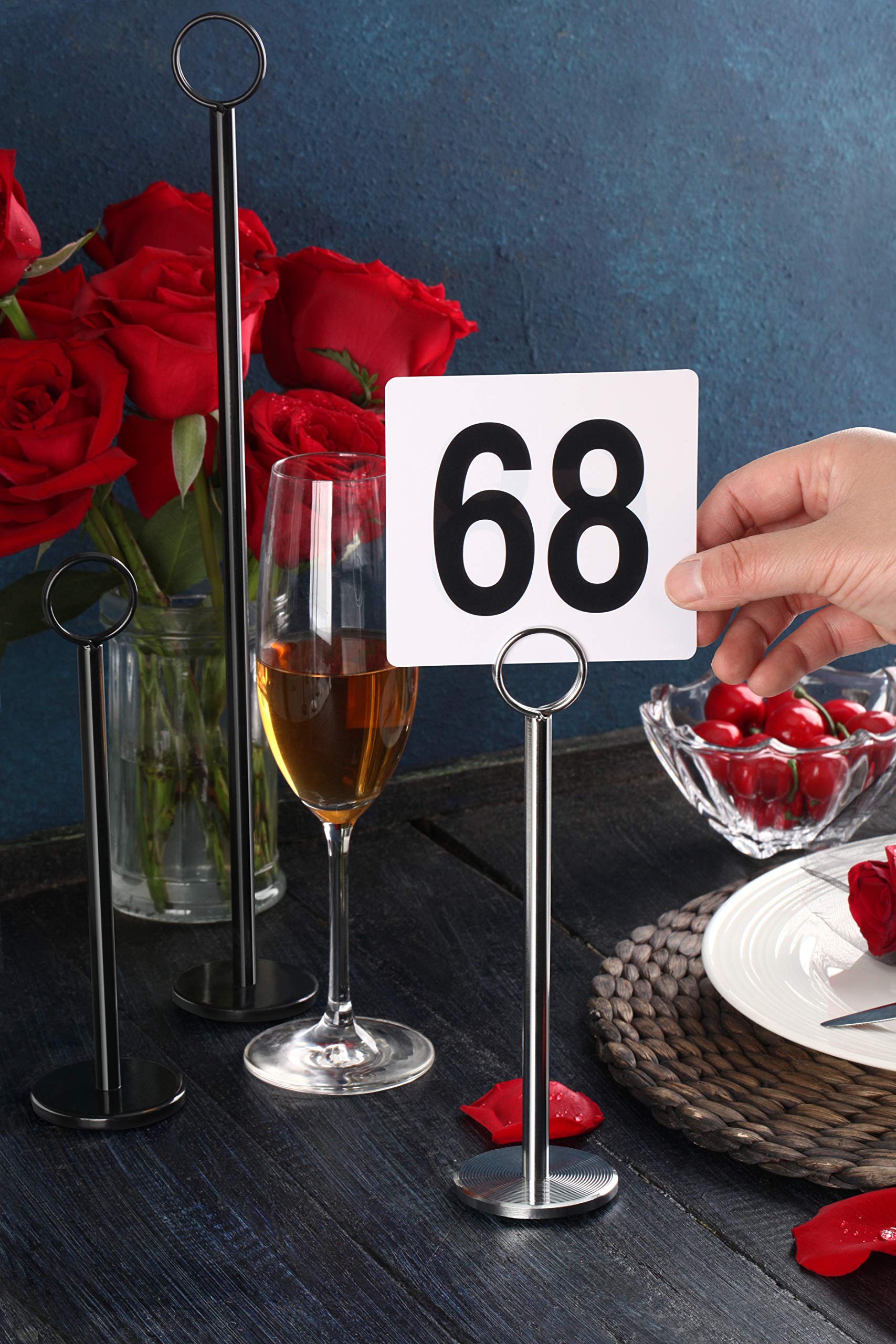 New Star Foodservice bulk set of 12 table number stands ensures consistency.