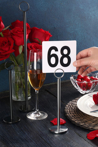 New Star Foodservice bulk set of 12 table number stands ensures consistency.