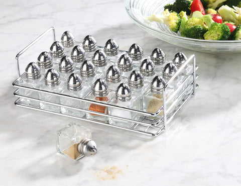 New Star mirror chrome wire rack keeps shakers organized on tables