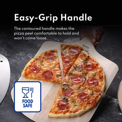 New Star Pizza Peel facilitates oven-to-table transfer of pizzas.
