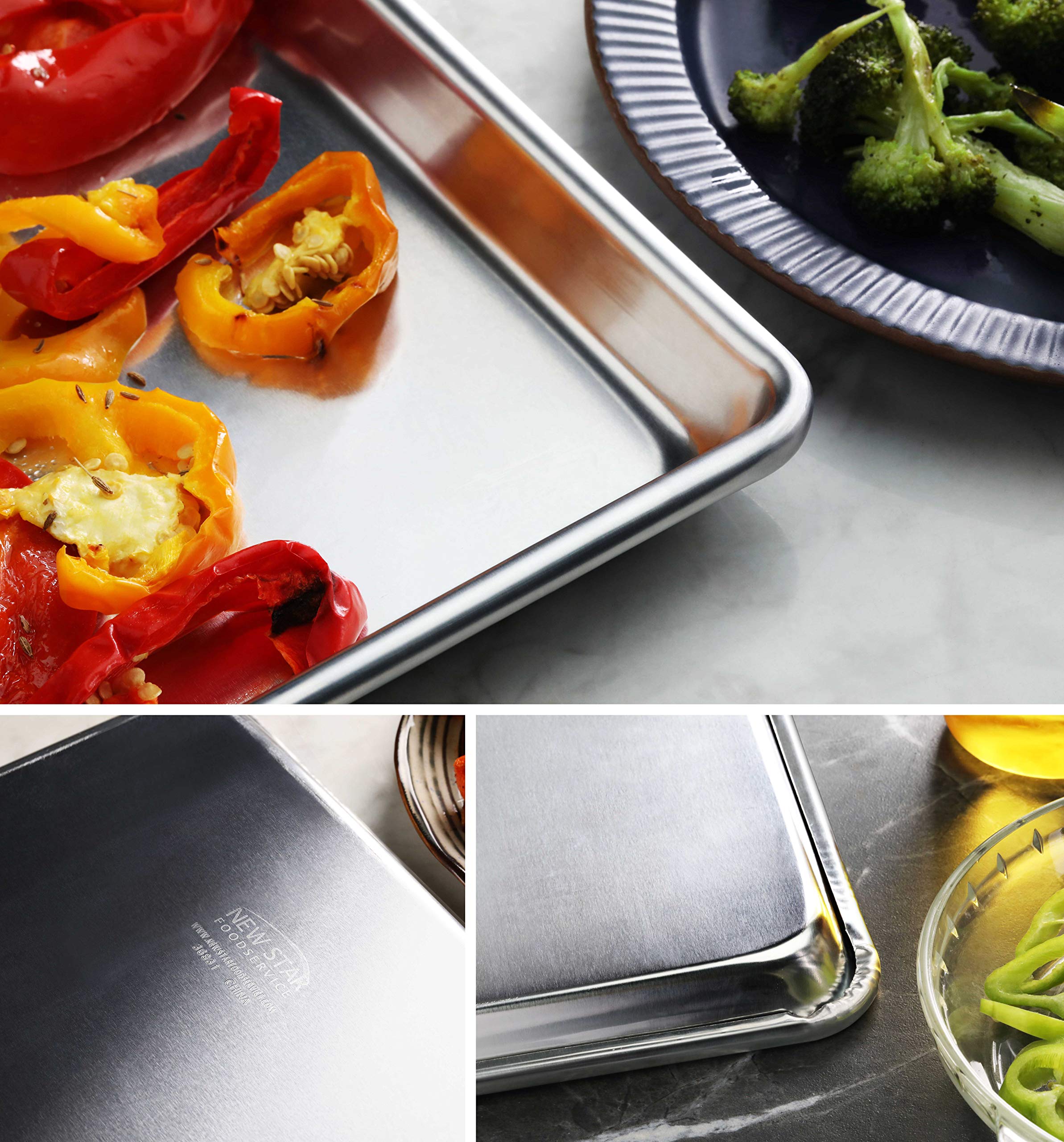 New Star sheet pan includes silicone baking mat for non-stick prep and easy cleanup.