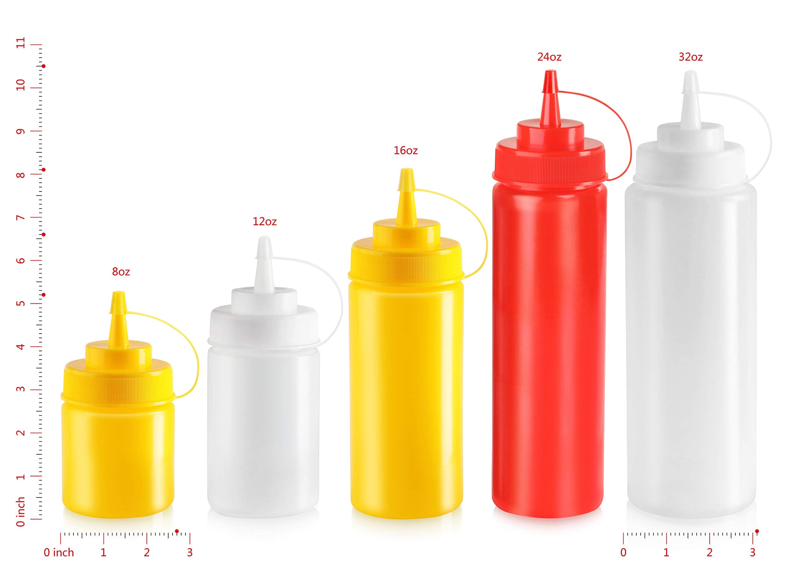 New Star Foodservice 32 oz clear bottles show contents at a glance for efficient prep.