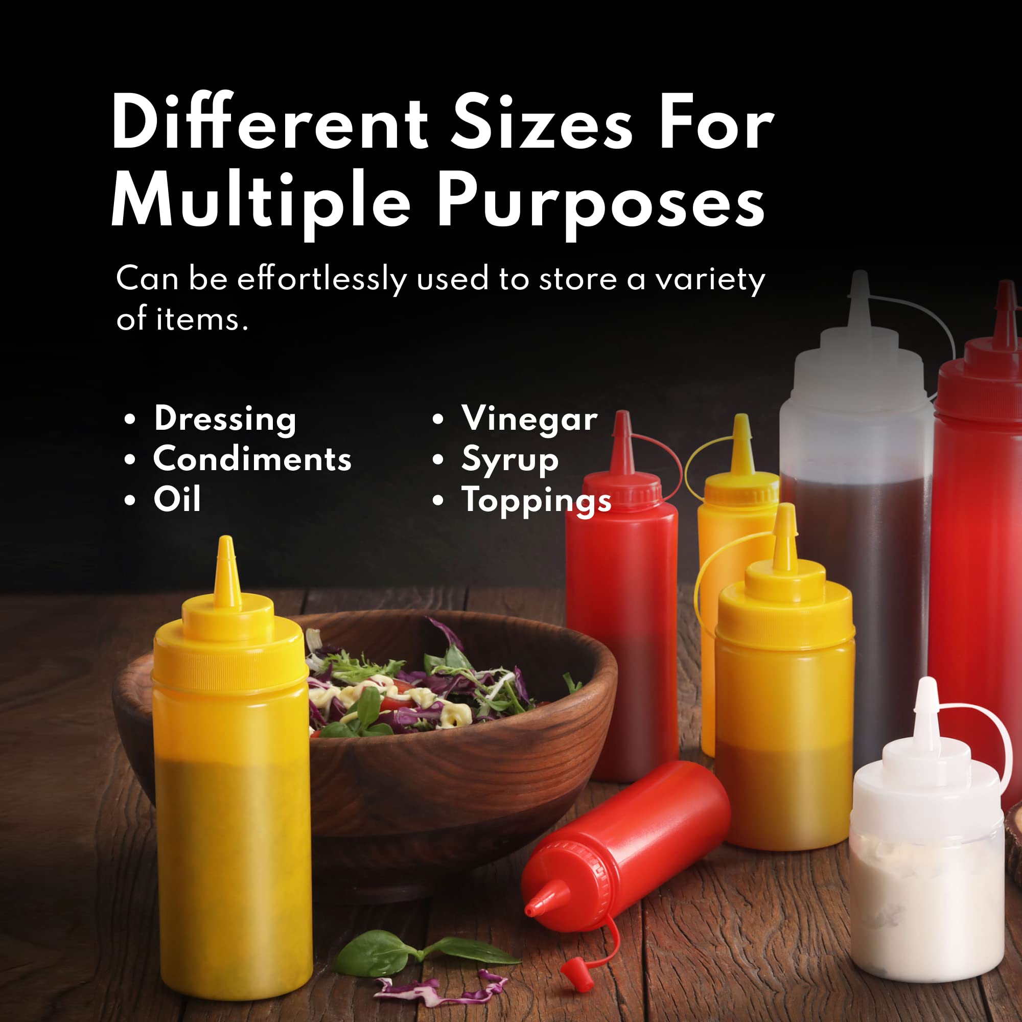 New Star Foodservice versatile bottles for sauces, dressings, syrups, and toppings.