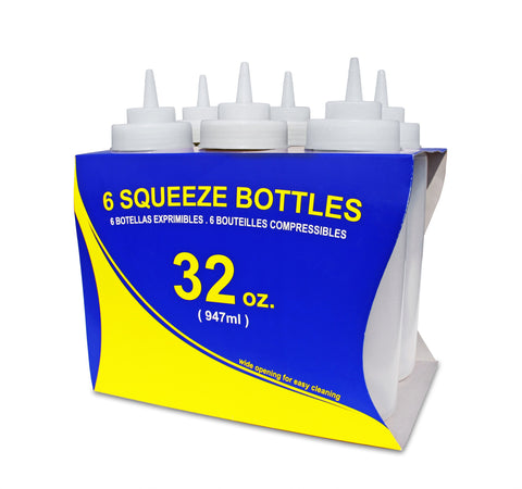 New Star Foodservice squeeze bottle with durable plastic resists cracking over time.
