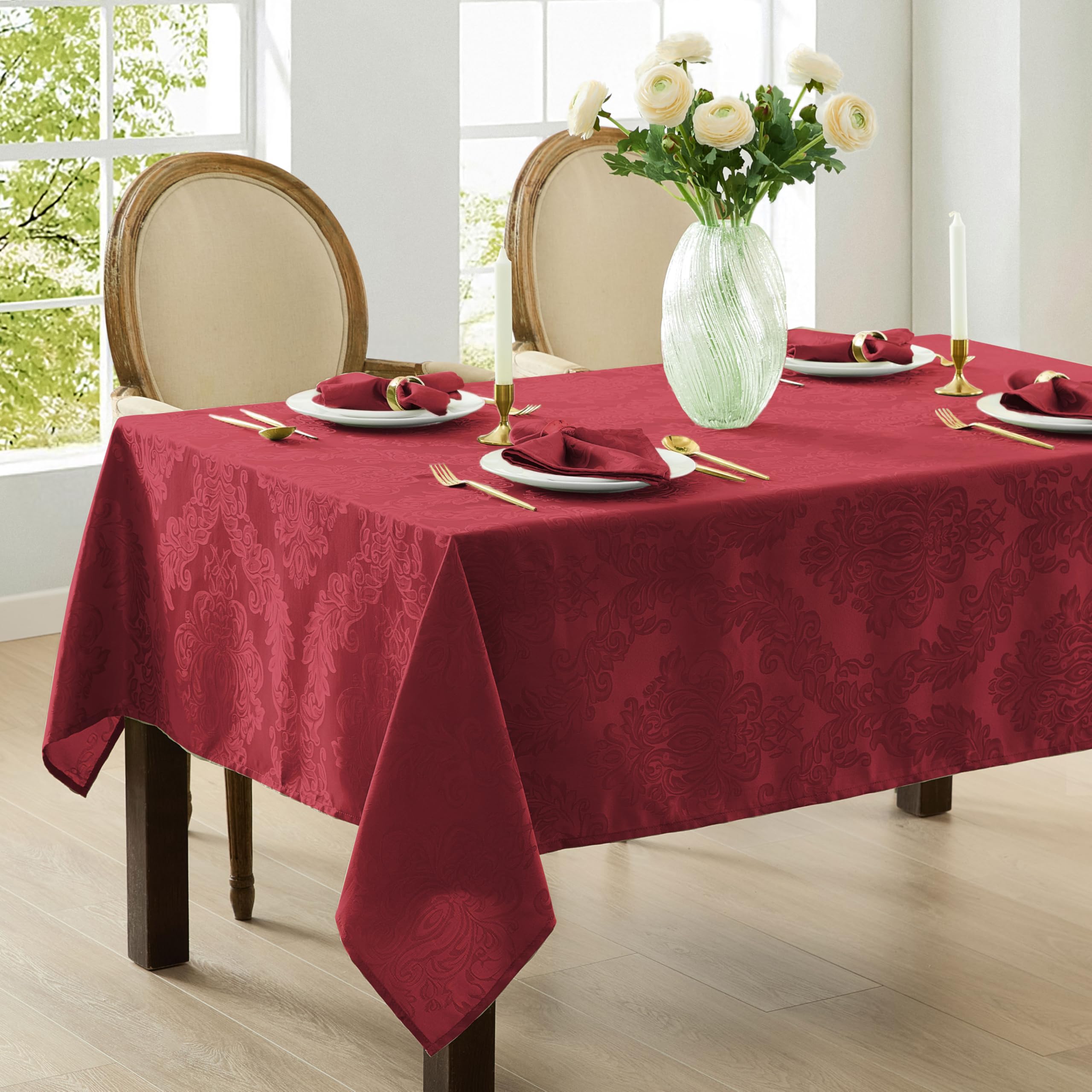 Newbridge Barcelona Damask Tablecloth edge detail conveys refined elegance.