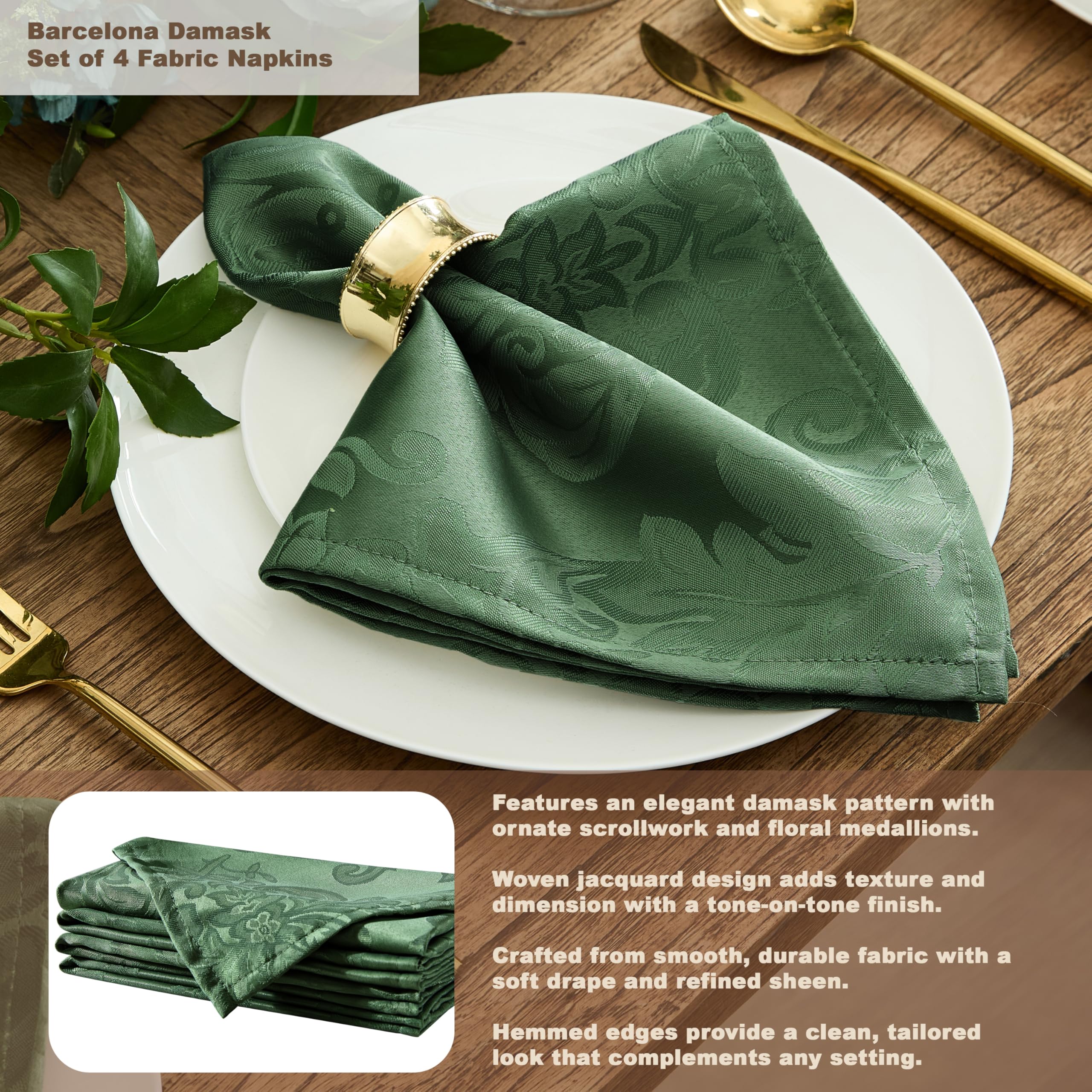 Elegant dining setup featuring Newbridge Barcelona Damask tablecloth for holidays.