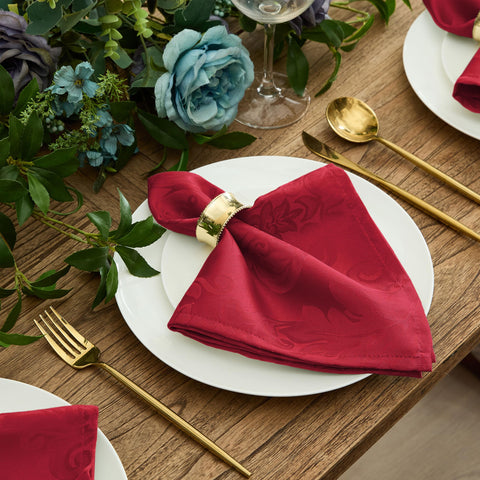 Newbridge Barcelona Damask red colorway enhancing festive table settings