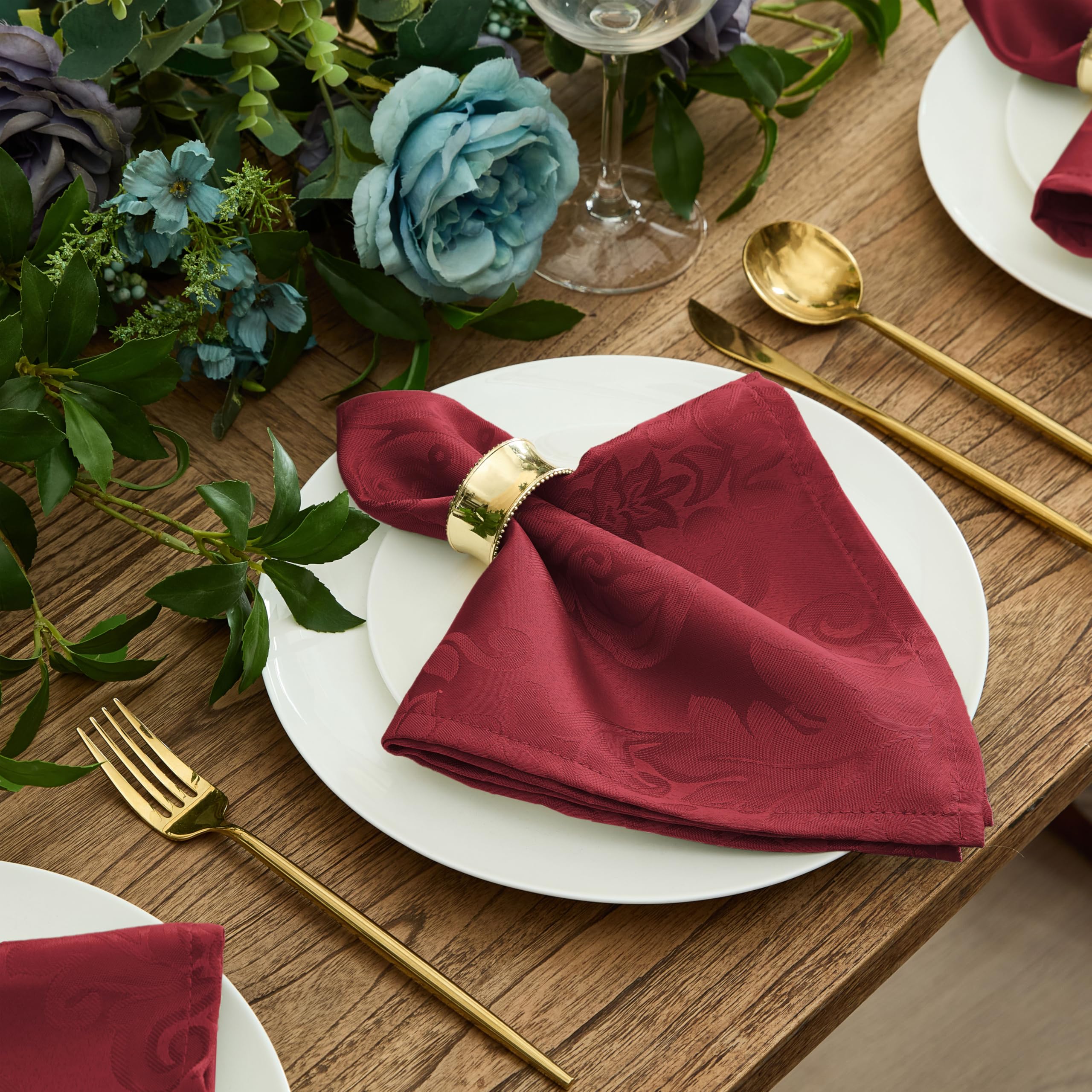 Newbridge Barcelona Damask Tablecloth stain-release finish for easier cleanup.