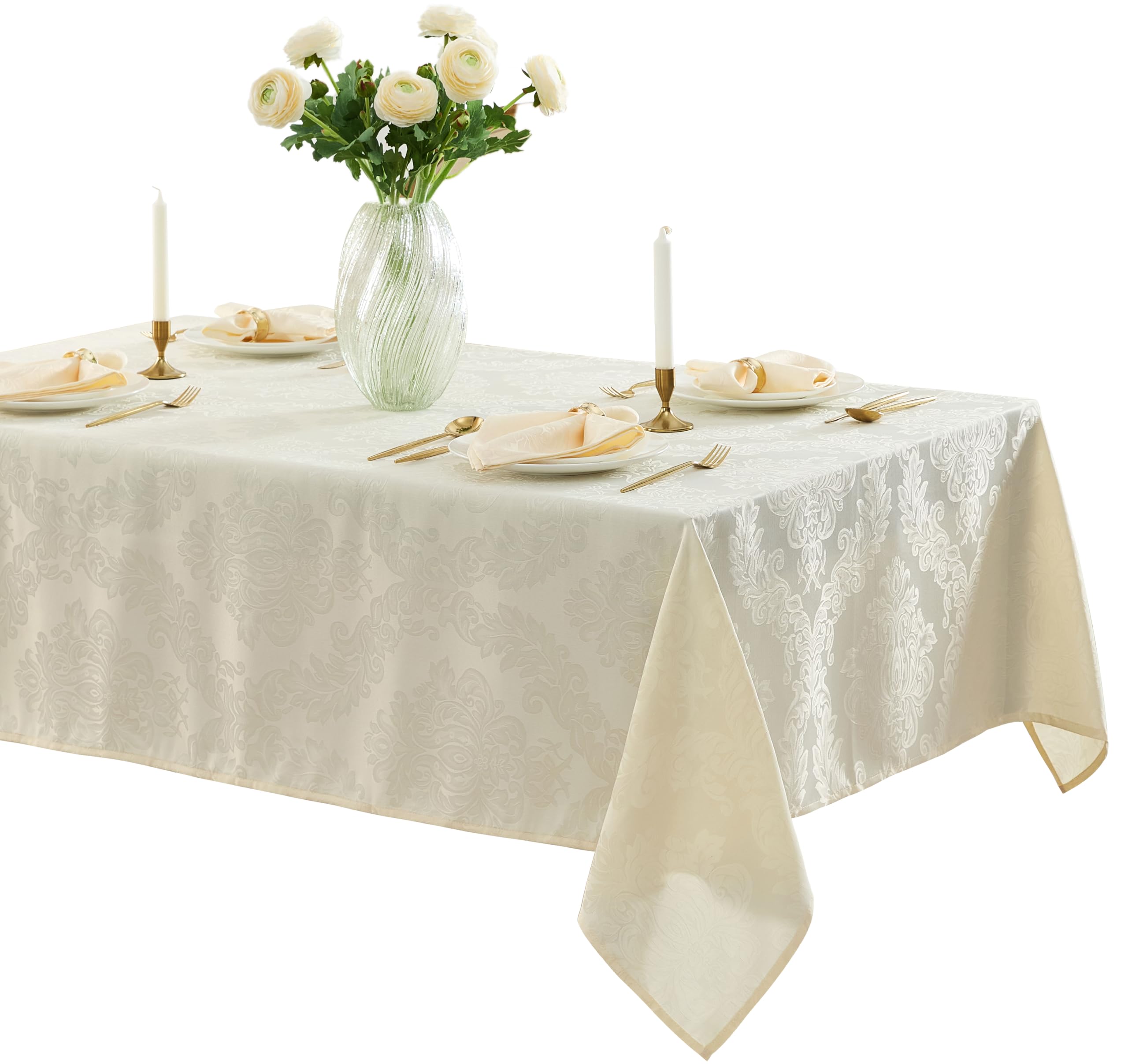 Newbridge Barcelona tablecloth on a full dining table for elegant gatherings.