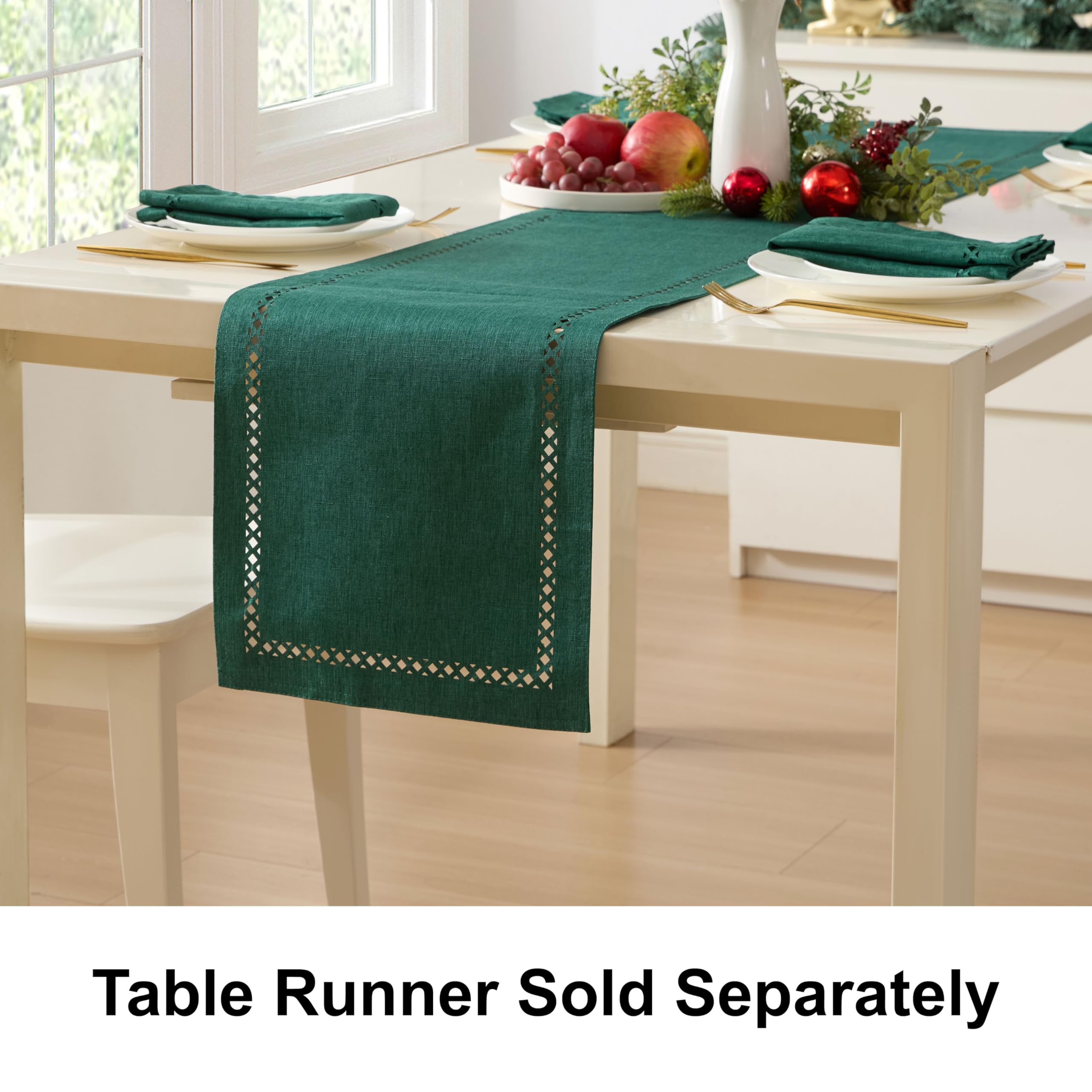 Newbridge Christmas tablecloth elevates table decor with lattice-cut texture.